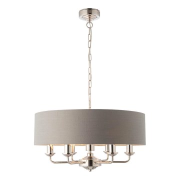 Endon 94373 - Lámpara colgante con cadena HIGHCLERE 6xE14/40W/230V gris/cromo brillante diá. 35 cm