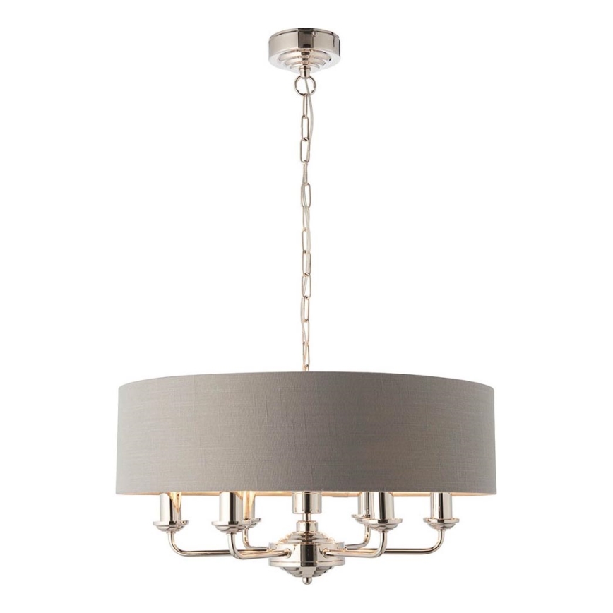 Endon 94373 - Lámpara colgante con cadena HIGHCLERE 6xE14/40W/230V gris/cromo brillante diá. 35 cm