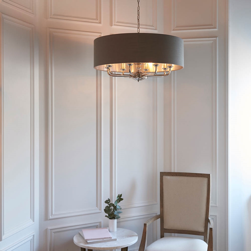 Endon 94373 - Lámpara colgante con cadena HIGHCLERE 6xE14/40W/230V gris/cromo brillante diá. 35 cm