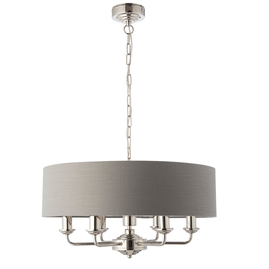 Endon 94373 - Lámpara colgante con cadena HIGHCLERE 6xE14/40W/230V gris/cromo brillante diá. 35 cm