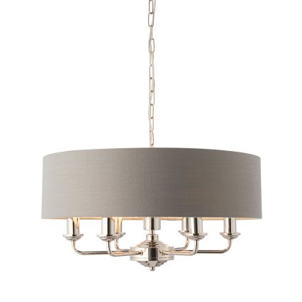 Endon 94373 - Lámpara colgante con cadena HIGHCLERE 6xE14/40W/230V gris/cromo brillante diá. 35 cm