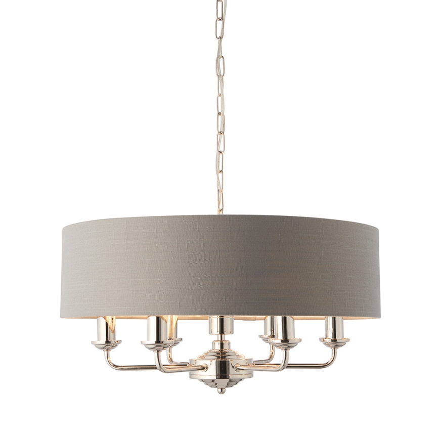 Endon 94373 - Lámpara colgante con cadena HIGHCLERE 6xE14/40W/230V gris/cromo brillante diá. 35 cm