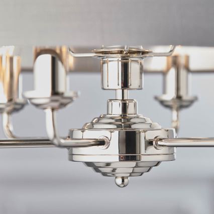Endon 94373 - Lámpara colgante con cadena HIGHCLERE 6xE14/40W/230V gris/cromo brillante diá. 35 cm