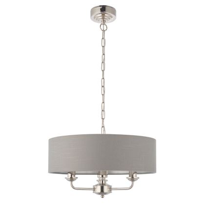 Endon 94377 - Lámpara colgante con cadena HIGHCLERE 3xE14/40W/230V gris/cromo brillante diá. 45 cm