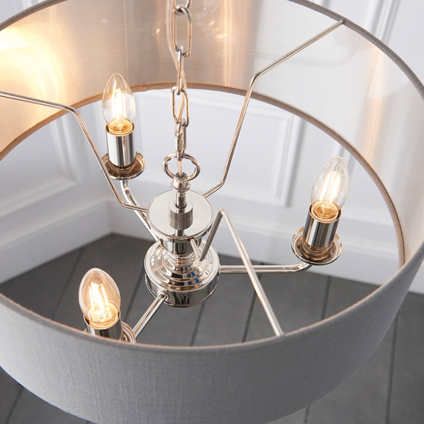 Endon 94377 - Lámpara colgante con cadena HIGHCLERE 3xE14/40W/230V gris/cromo brillante diá. 45 cm