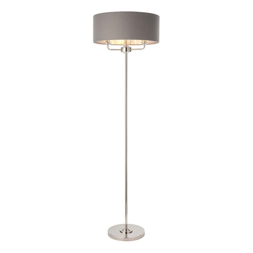 Endon 94378 - Lámpara de pie HIGHCLERE 1xE14/40W/230V gris/cromo brillante diá. 47 cm