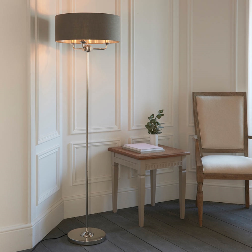 Endon 94378 - Lámpara de pie HIGHCLERE 1xE14/40W/230V gris/cromo brillante diá. 47 cm