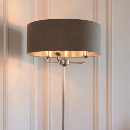 Endon 94378 - Lámpara de pie HIGHCLERE 1xE14/40W/230V gris/cromo brillante diá. 47 cm