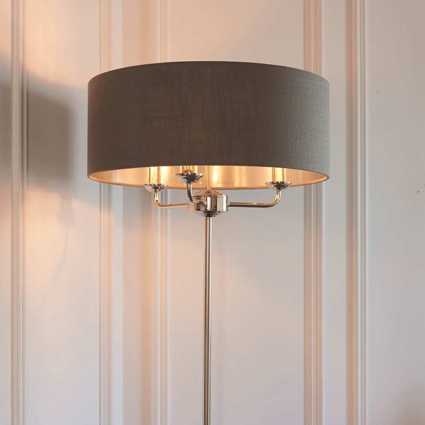 Endon 94378 - Lámpara de pie HIGHCLERE 1xE14/40W/230V gris/cromo brillante diá. 47 cm