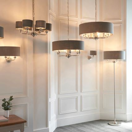 Endon 94378 - Lámpara de pie HIGHCLERE 1xE14/40W/230V gris/cromo brillante diá. 47 cm
