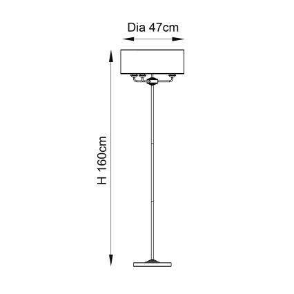 Endon 94378 - Lámpara de pie HIGHCLERE 1xE14/40W/230V gris/cromo brillante diá. 47 cm