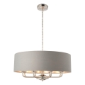 Endon 94415 - Lámpara colgante con cadena HIGHCLERE 8xE14/40W/230V gris/cromo brillante diá. 70 cm