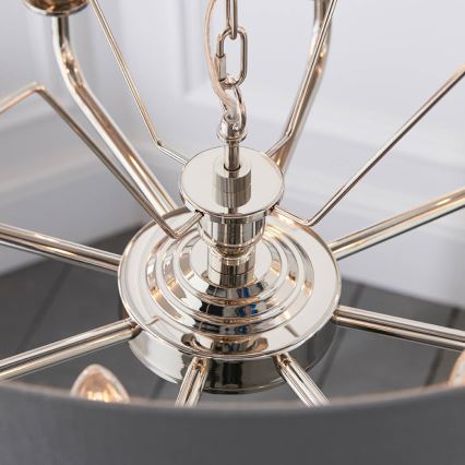 Endon 94415 - Lámpara colgante con cadena HIGHCLERE 8xE14/40W/230V gris/cromo brillante diá. 70 cm