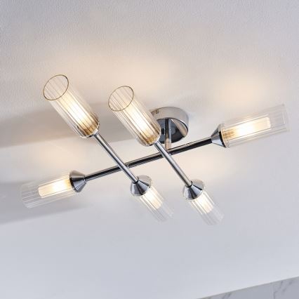 Endon 95045 - Lámpara de techo para el baño NATORI 6xG9/3W/230V IP44 cromo brillante