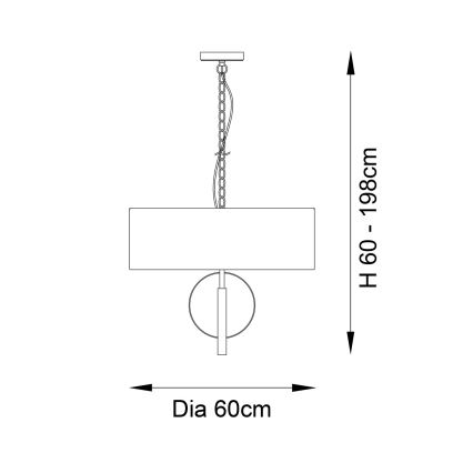 Endon 95216 - Lámpara colgante con cadena 3xE27/10W/230V Ø 60 cm gris