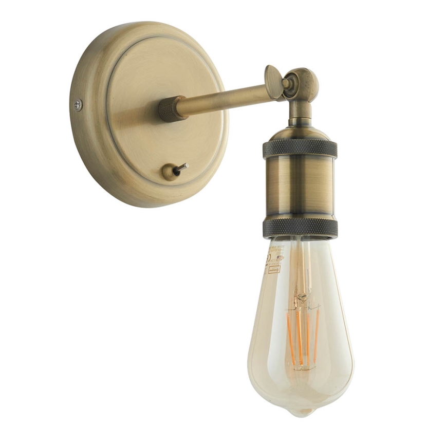 Endon 97245 - Foco de pared orientable HAL 1xE27/10W/230V, latón
