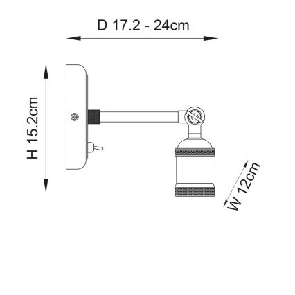 Endon 97245 - Foco de pared orientable HAL 1xE27/10W/230V, latón