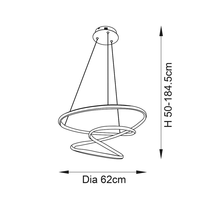 Endon 97632 - Lámpara colgante LED DUNE con cable LED/47,5W/230V 3000K negra