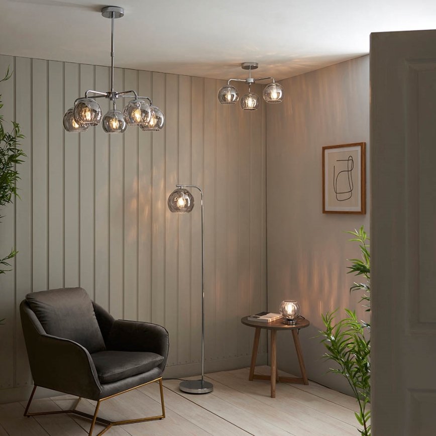 Endon 97971 - Lámpara de techo montada en superficie DIMPLE 3xE14/25W/230V cromado brillante/gris ahumado