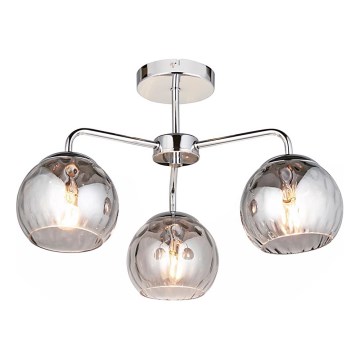 Endon 97971 - Lámpara de techo sobrepuesta DIMPLE 3xE14/7W/230V cromo brillante/gris ahumado