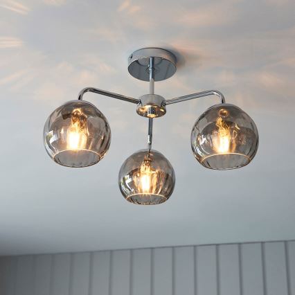 Endon 97971 - Lámpara de techo sobrepuesta DIMPLE 3xE14/7W/230V cromo brillante/gris ahumado