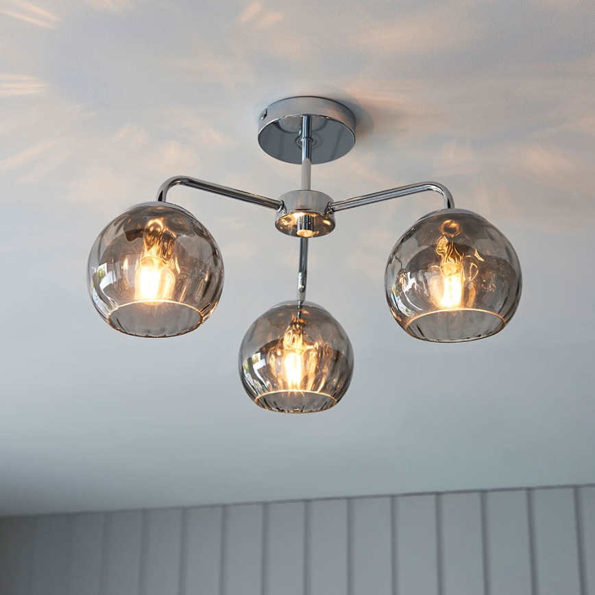 Endon 97971 - Lámpara de techo sobrepuesta DIMPLE 3xE14/7W/230V cromo brillante/gris ahumado