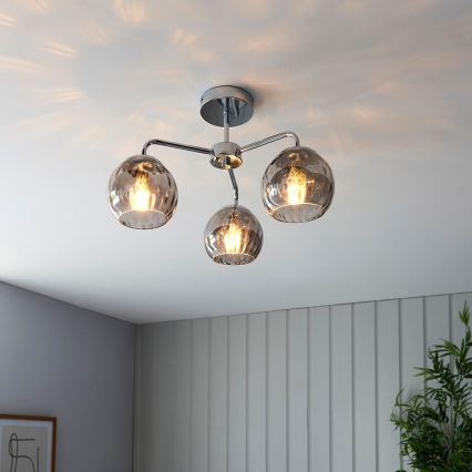 Endon 97971 - Lámpara de techo sobrepuesta DIMPLE 3xE14/7W/230V cromo brillante/gris ahumado