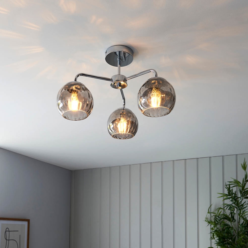 Endon 97971 - Lámpara de techo sobrepuesta DIMPLE 3xE14/7W/230V cromo brillante/gris ahumado