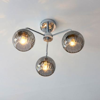 Endon 97971 - Lámpara de techo sobrepuesta DIMPLE 3xE14/7W/230V cromo brillante/gris ahumado