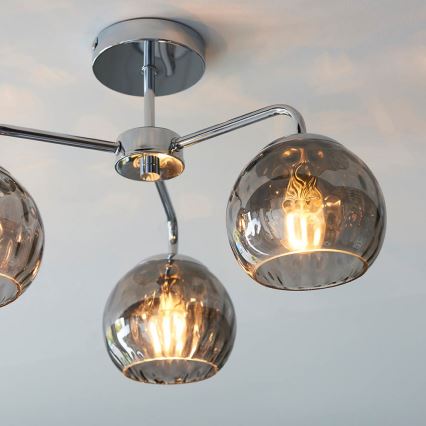 Endon 97971 - Lámpara de techo sobrepuesta DIMPLE 3xE14/7W/230V cromo brillante/gris ahumado