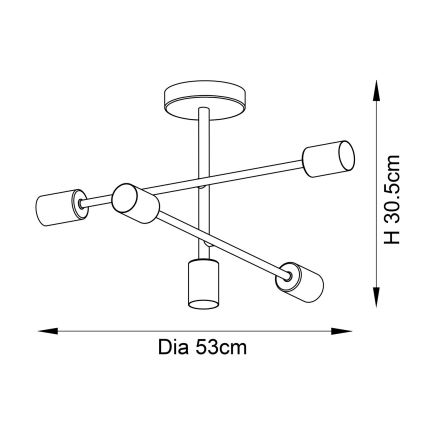Endon 98786 - Lámpara colgante en varilla SOHAN 5xE27/10W/230V latón