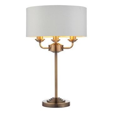 Endon 98932 - Lámpara de mesa HIGHCLERE, 3x E14 (máx. 18 W) / 230 V, blanco/latón, diámetro 32 cm
