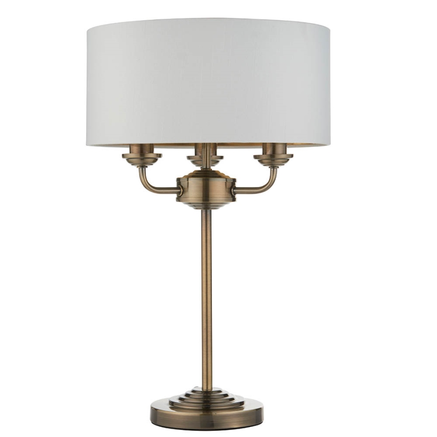 Endon 98932 - Lámpara de mesa HIGHCLERE, 3x E14 (máx. 18 W) / 230 V, blanco/latón, diámetro 32 cm
