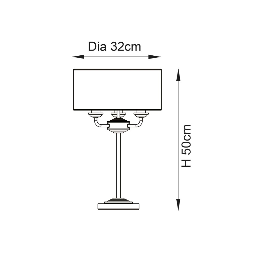 Endon 98932 - Lámpara de mesa HIGHCLERE, 3x E14 (máx. 18 W) / 230 V, blanco/latón, diámetro 32 cm
