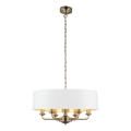 Endon 98933 - Lámpara colgante con cadena HIGHCLERE 6xE14/40W/230V blanco/latón diá. 55 cm