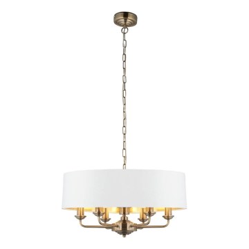 Endon 98933 - Lámpara colgante con cadena HIGHCLERE 6xE14/40W/230V blanco/latón diá. 55 cm