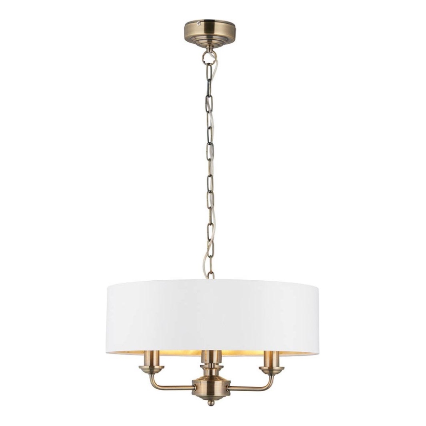 Endon 98934 - Lámpara colgante con cadena HIGHCLERE 3xE14/40W/230V blanco/latón diá. 45 cm