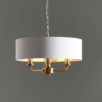 Endon 98934 - Lámpara colgante con cadena HIGHCLERE 3xE14/40W/230V blanco/latón diá. 45 cm