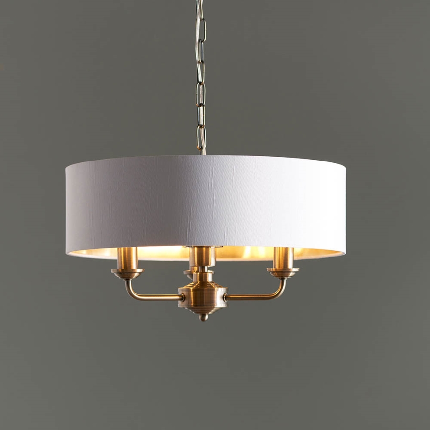 Endon 98934 - Lámpara colgante con cadena HIGHCLERE 3xE14/40W/230V blanco/latón diá. 45 cm
