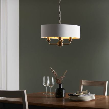 Endon 98934 - Lámpara colgante con cadena HIGHCLERE 3xE14/40W/230V blanco/latón diá. 45 cm