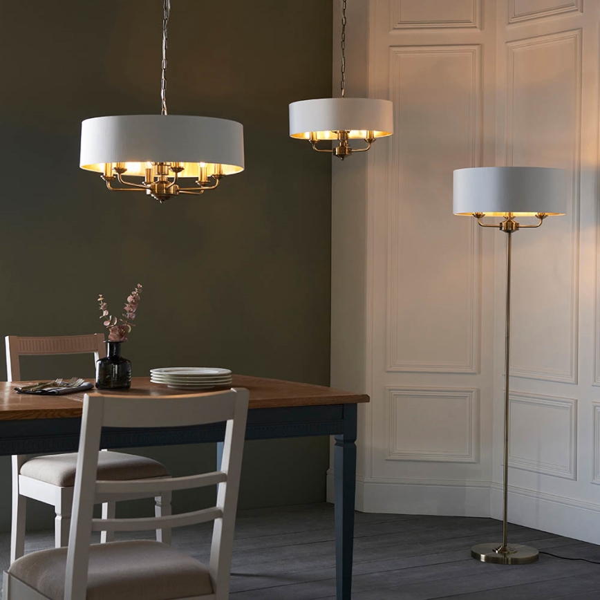Endon 98934 - Lámpara colgante con cadena HIGHCLERE 3xE14/40W/230V blanco/latón diá. 45 cm
