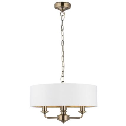 Endon 98934 - Lámpara colgante con cadena HIGHCLERE 3xE14/40W/230V blanco/latón diá. 45 cm