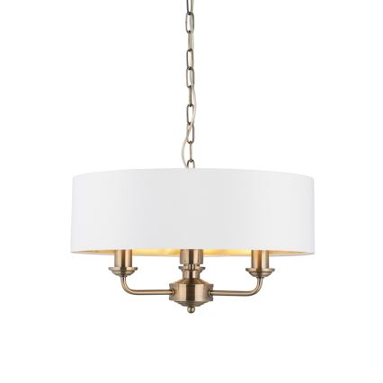 Endon 98934 - Lámpara colgante con cadena HIGHCLERE 3xE14/40W/230V blanco/latón diá. 45 cm