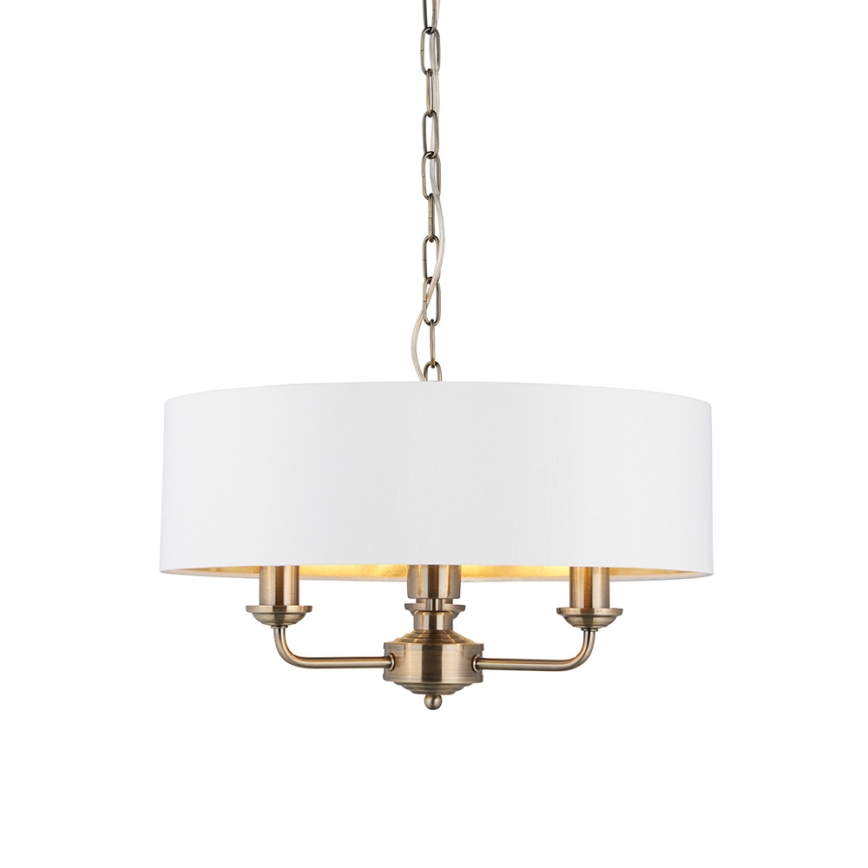 Endon 98934 - Lámpara colgante con cadena HIGHCLERE 3xE14/40W/230V blanco/latón diá. 45 cm