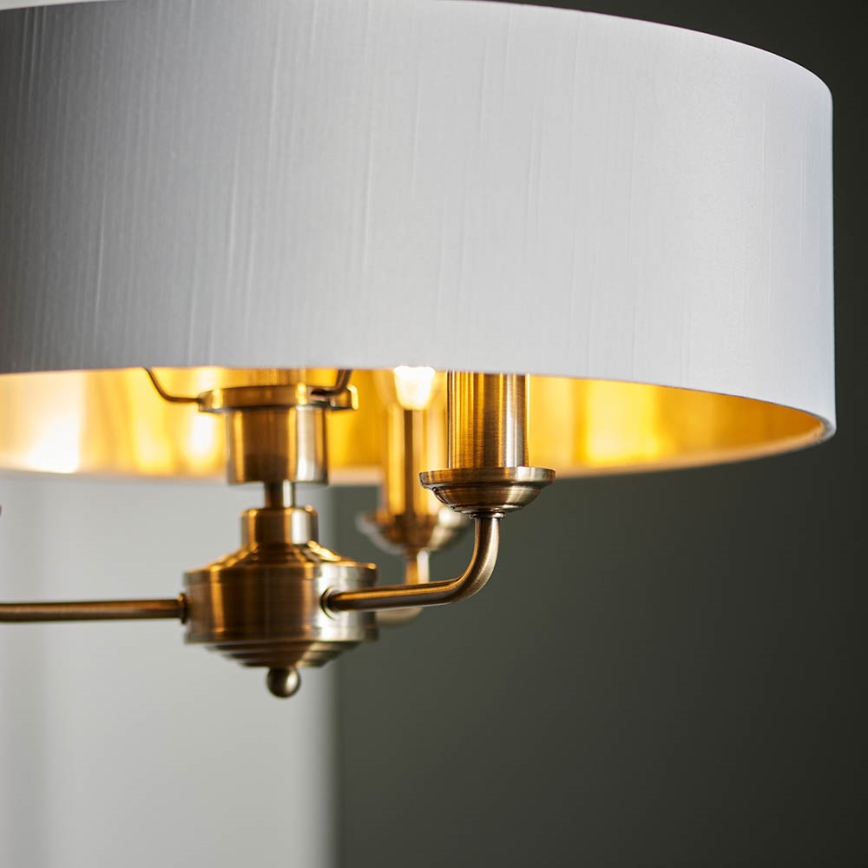 Endon 98934 - Lámpara colgante con cadena HIGHCLERE 3xE14/40W/230V blanco/latón diá. 45 cm