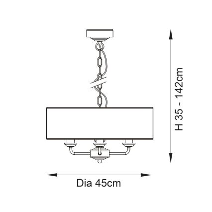 Endon 98934 - Lámpara colgante con cadena HIGHCLERE 3xE14/40W/230V blanco/latón diá. 45 cm