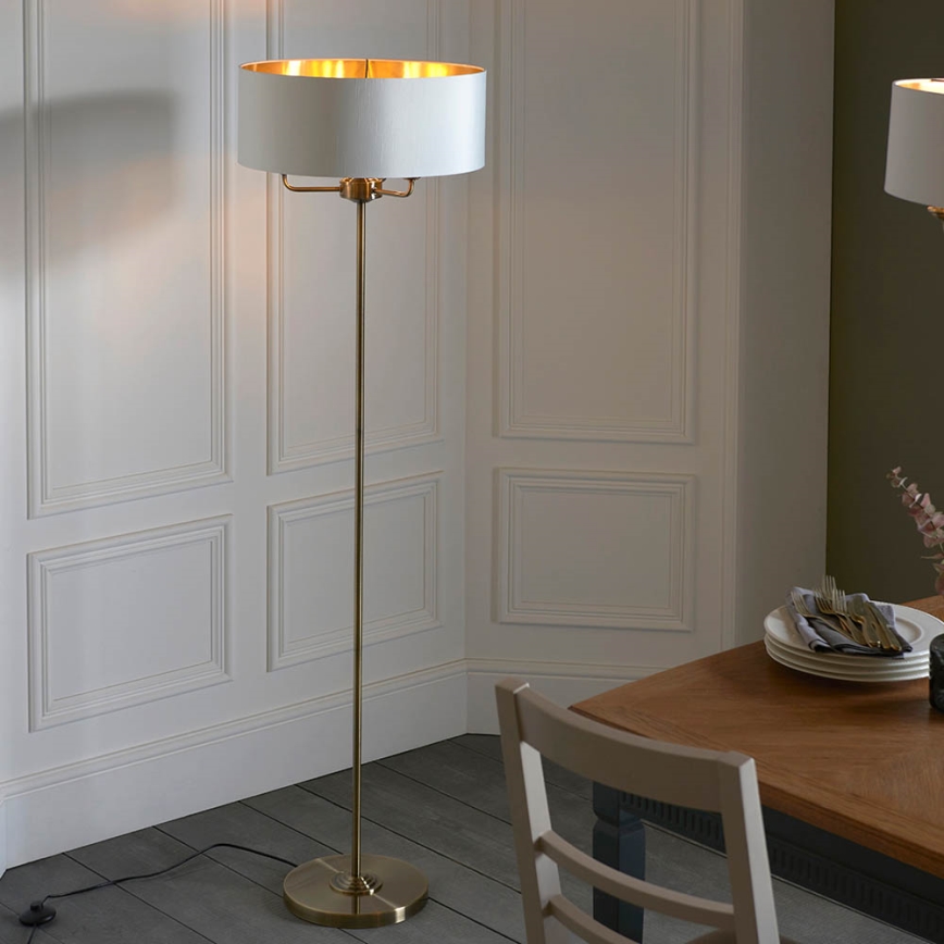 Endon 98935 - Lámpara de pie HIGHCLERE 3xE14/40W/230V blanco/latón diá. 47 cm