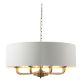 Endon 98938 - Lámpara de araña con cadena HIGHCLERE 8xE14/40W/230V Ø 70 cm blanco/latón