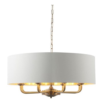Endon 98938 - Lámpara de araña con cadena HIGHCLERE 8xE14/40W/230V Ø 70 cm blanco/latón