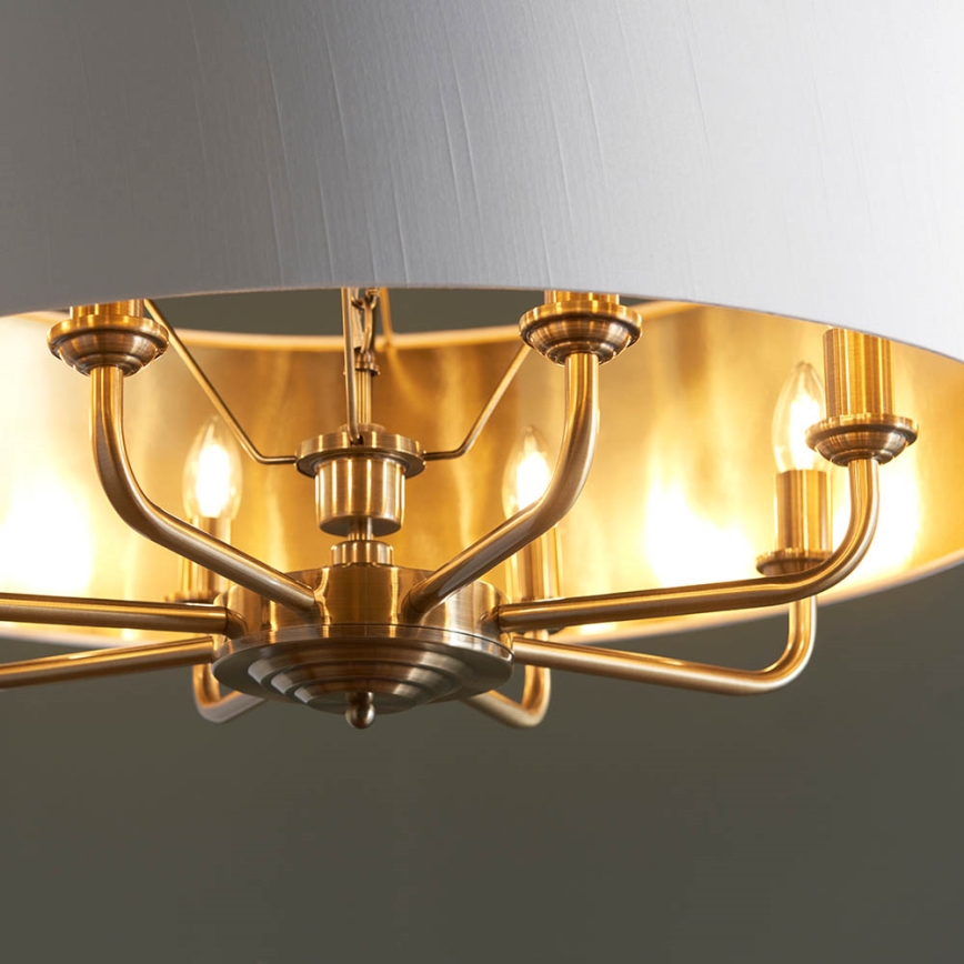 Endon 98938 - Lámpara de araña con cadena HIGHCLERE 8xE14/40W/230V Ø 70 cm blanco/latón